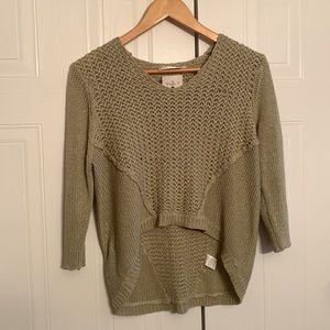 Retrod dusty beige woven 3/4 sleeve sweater